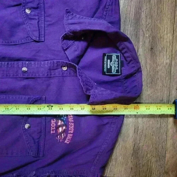 TX State Ralley 2011 Men's Motorcycle Denim Purple Sleeveless Buttondown Size L - Picture 8 of 9